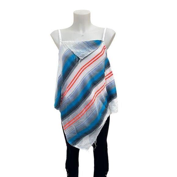 lemlem‎ Women’s Gauzy Striped Blue White Handkerchief Tank Top size Small New - Picture 1 of 7